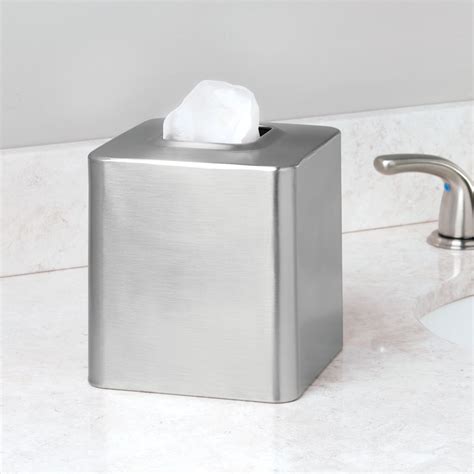 brushed stainless steel tissue box|mDesign Metal Square Tissue Box Cover .